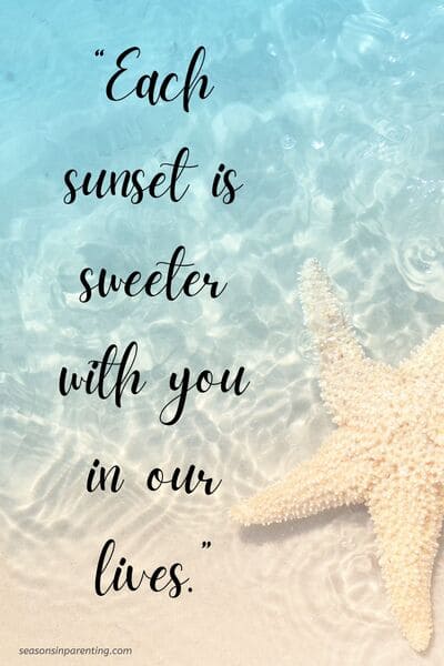 baby's first summer quotes: starfish on the beach with quote