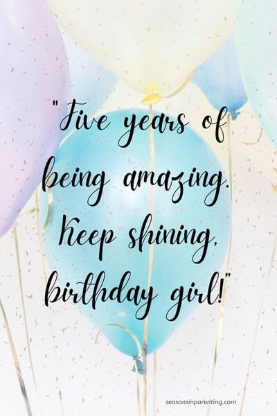 5 year old birthday quotes: birthday balloons with quote