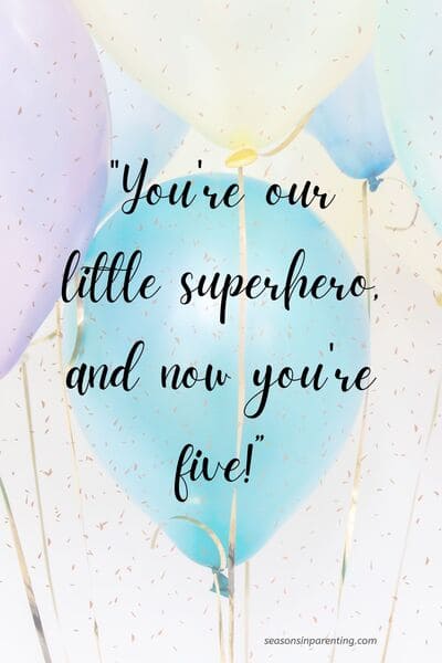 5 year old birthday quotes: birthday balloons with quote