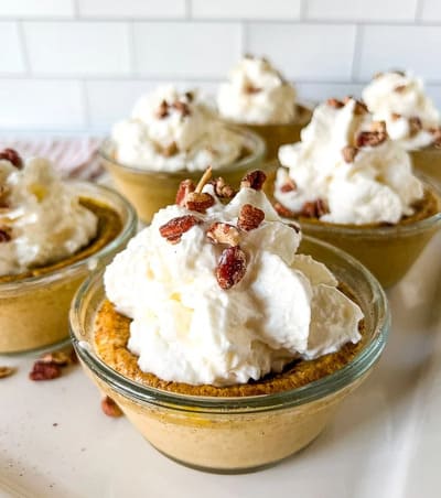 tray of individual pumpkin custards