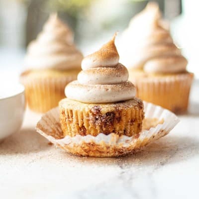 tray of cinnamon cupcakes