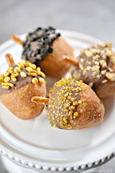 plate of acorn donut holes