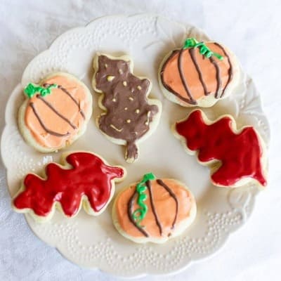 plate of fall sugar cookies