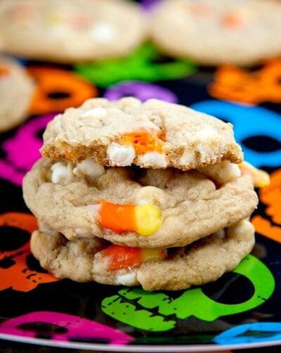 stack of candy corn cookies
