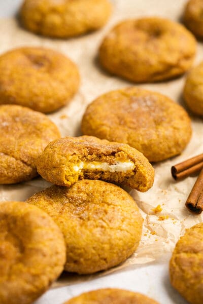 tray of pumpkin cheesecake cookies
