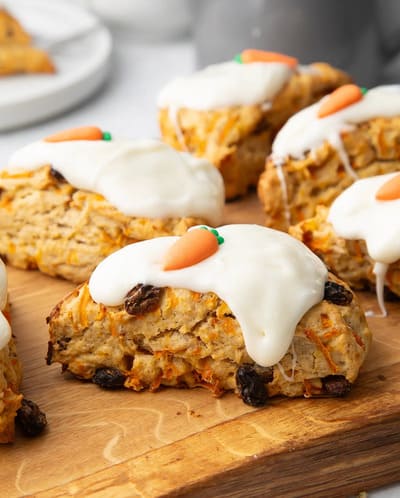 tray of carrot cake scones