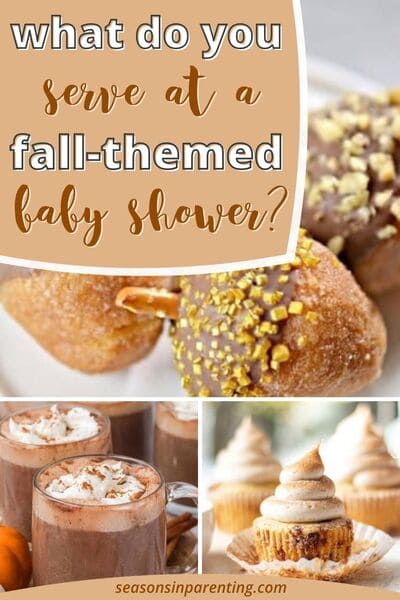 fall baby shower food ideas: collage of fall baby shower foods