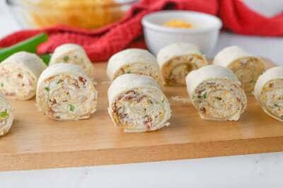 tray of crack chicken pinwheels