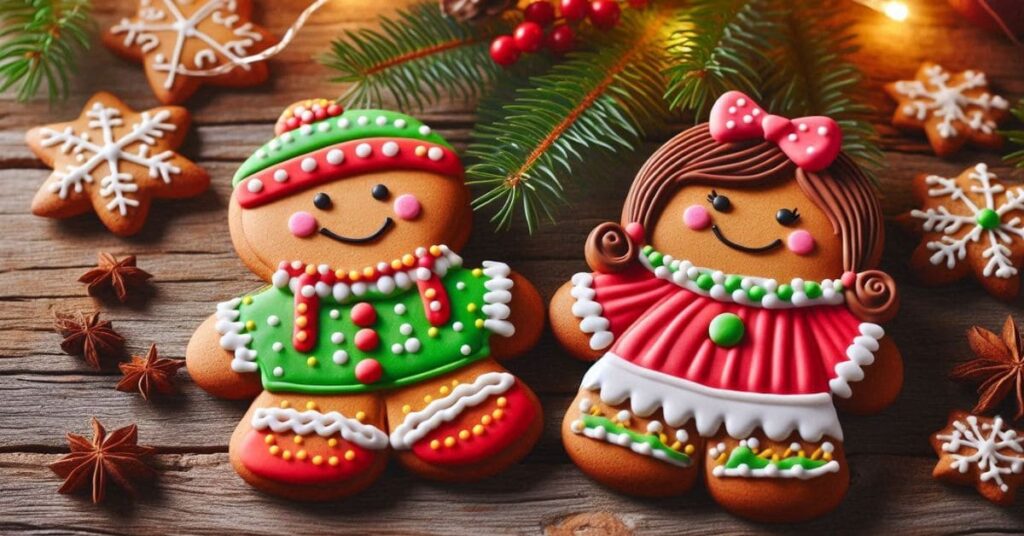 main image of Christmas gender reveal ideas: gingerbread boy and girl