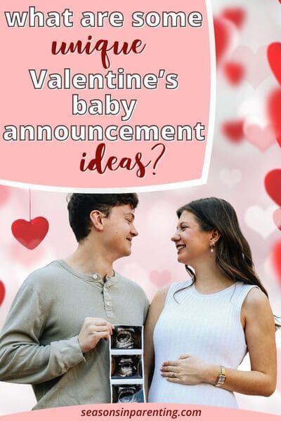 Valentine's baby announcement ideas: man and woman holding ultrasound photos