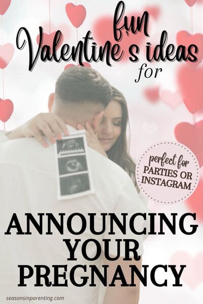 Valentine's baby announcement ideas: man hugging woman holding ultrasound photos
