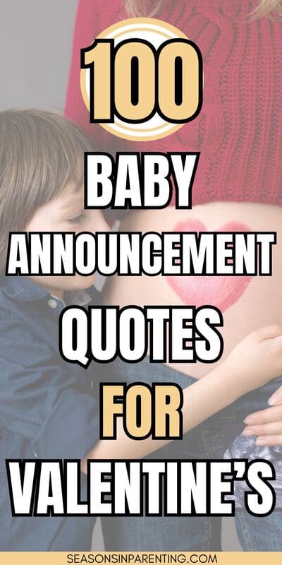 Valentine's baby announcement quotes: mom with heart painted on her belly with older sibling hugging her legs