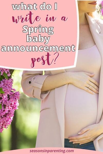 spring baby announcement quotes: pregnant woman holding her belly