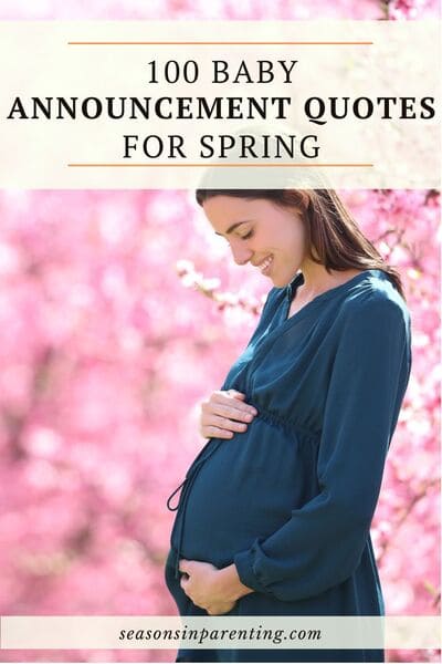 spring baby announcement quotes: pregnant woman holding her belly