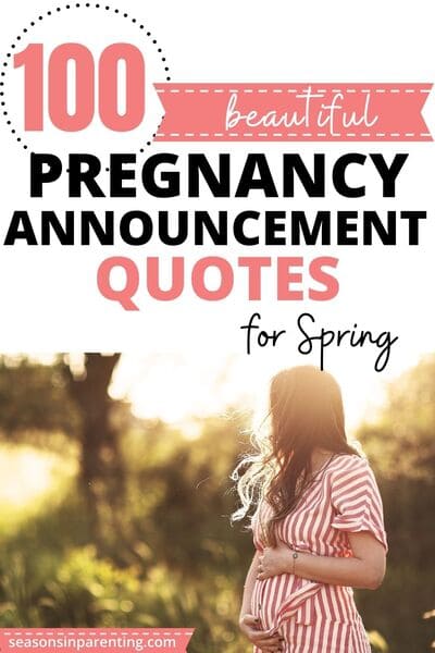 spring baby announcement quotes: pregnant woman holding her belly