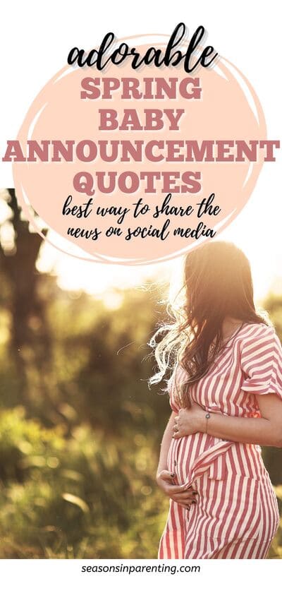 spring baby announcement quotes: pregnant woman holding her belly