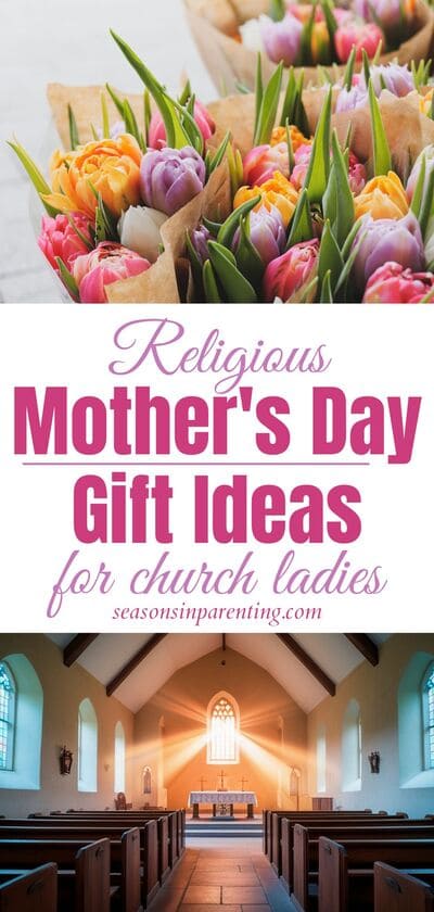 Mother's Day gift ideas for church: bouquets of tulips and inside of church