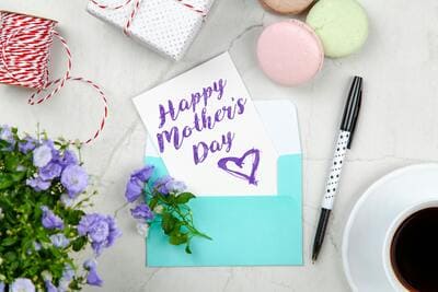 Mother's Day card and flowers