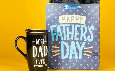 Father's Day gift bag and coffee cup