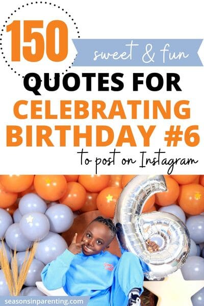 6 year of birthday quotes: birthday boy with #6 balloon