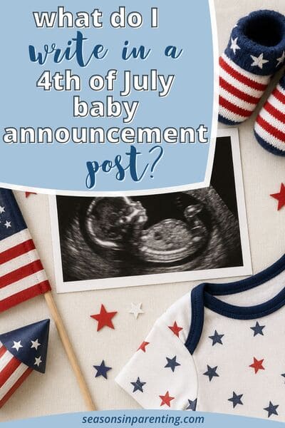 4th of July baby announcement quotes: flat lay baby announcement for 4th of July