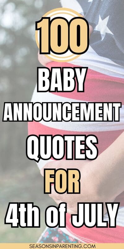 4th of July baby announcement quotes: pregnant woman wearing a flag shirt