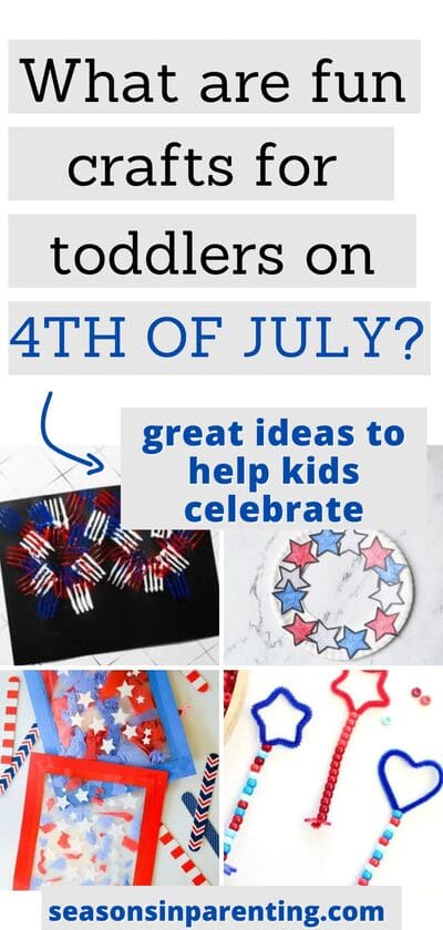 4th of July crafts for toddlers: collage of 4th of July crafts