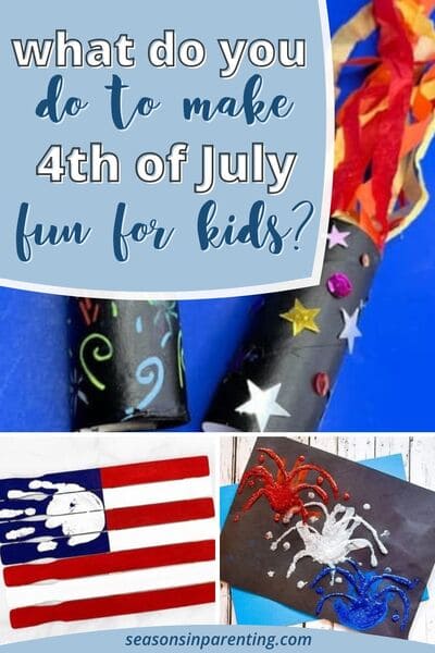 4th of July crafts for toddlers: collage of 4th of July crafts