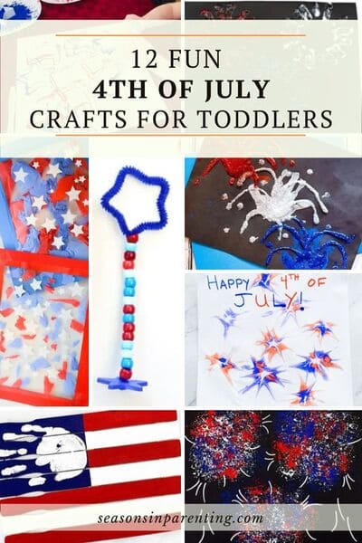 4th of July crafts for toddlers: collage of 4th of July crafts