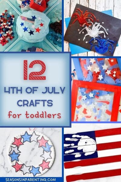 4th of July crafts for toddlers: collage of 4th of July crafts