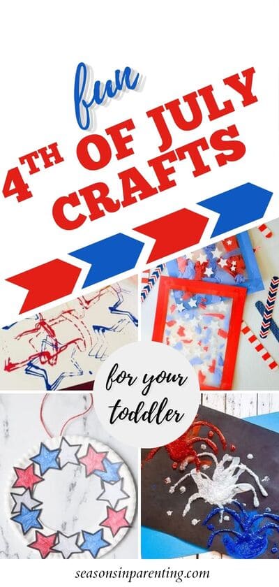 4th of July crafts for toddlers: collage of 4th of July crafts