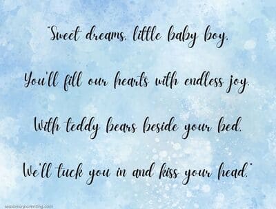 baby shower poems for boys: poem on blue background