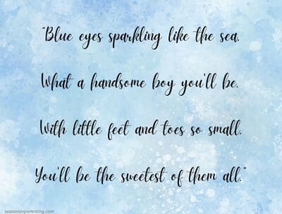 baby shower poems for boys: poem on blue background