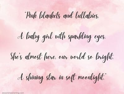baby shower poems for girls: poem on pink background