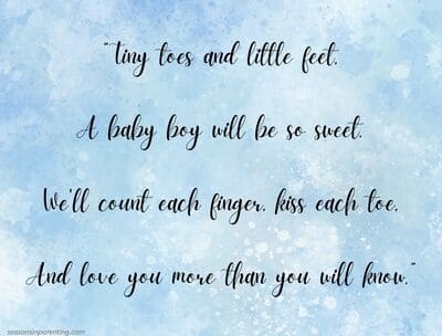 baby shower poems for boys: poem on blue background