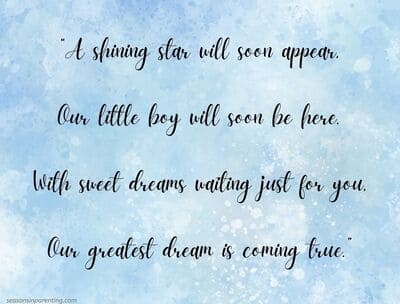 baby shower poems for boys: poem on blue background