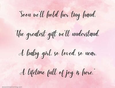 baby shower poems for girls: poem on pink background