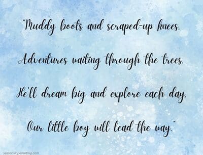 baby shower poems for boys: poem on blue background
