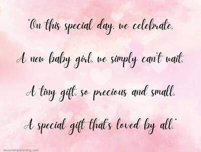 baby shower poems for girls: poem on pink background